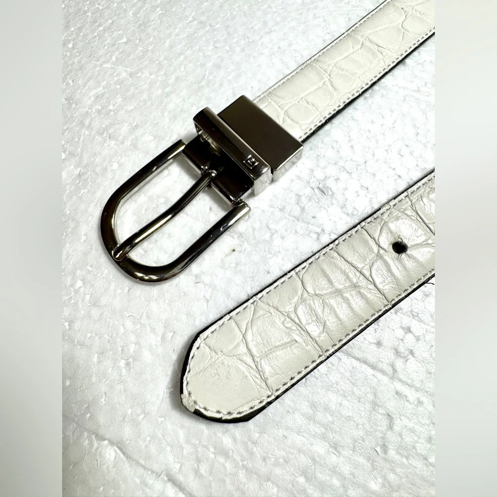 Leather Blue and White Unisex Belt